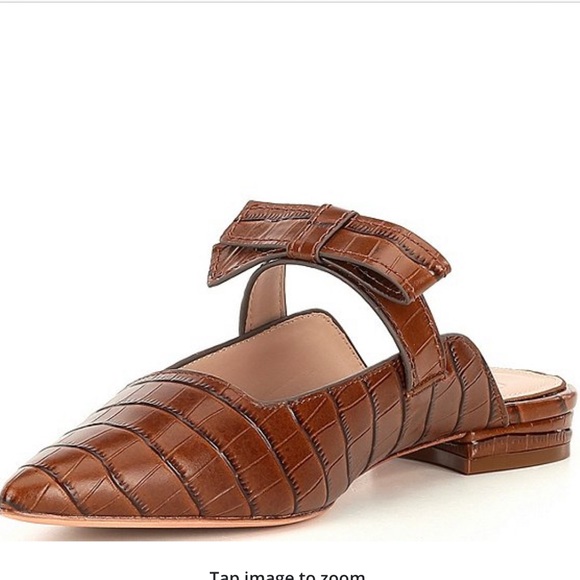 Shoes - AD & DAUGHTERS Jemma Croc Embossed Leather Mules.